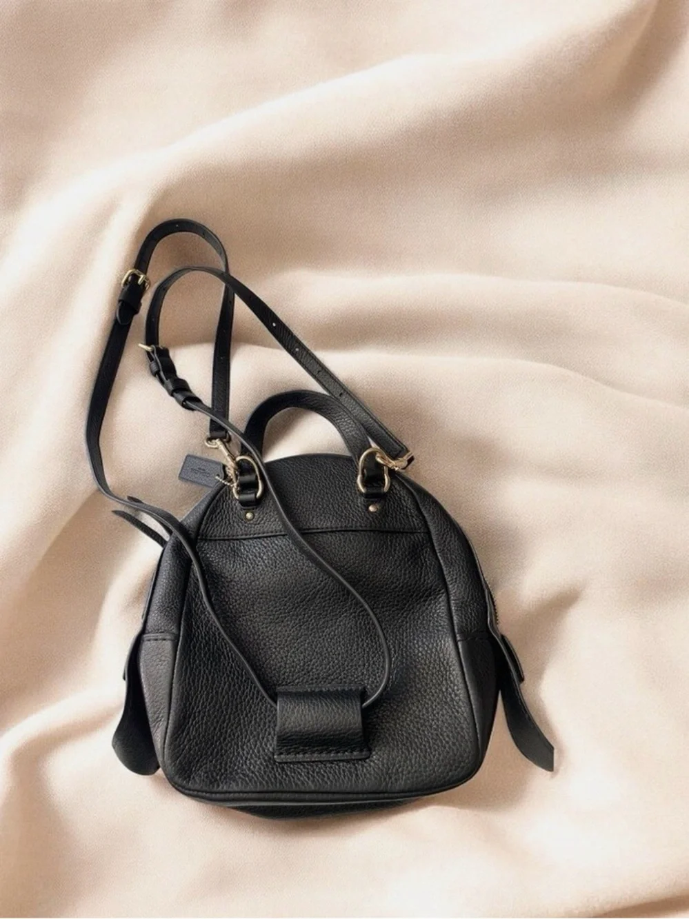 COACH Black Pebbled Leather Mini Backpack